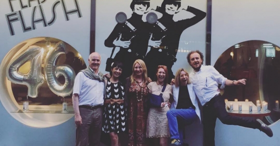 Roser Amills en el flash flash barcelona con marta feduchi, isabel nunñez, manu nuñez y poldo pomes