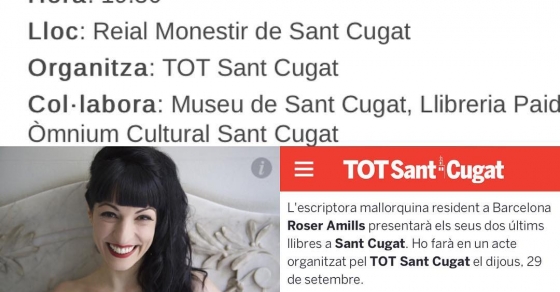 Avui tenim trobada a Sant Cugat, vine a saludar-me!!! #labachillera - Roser Amills, escritora mallorquina
