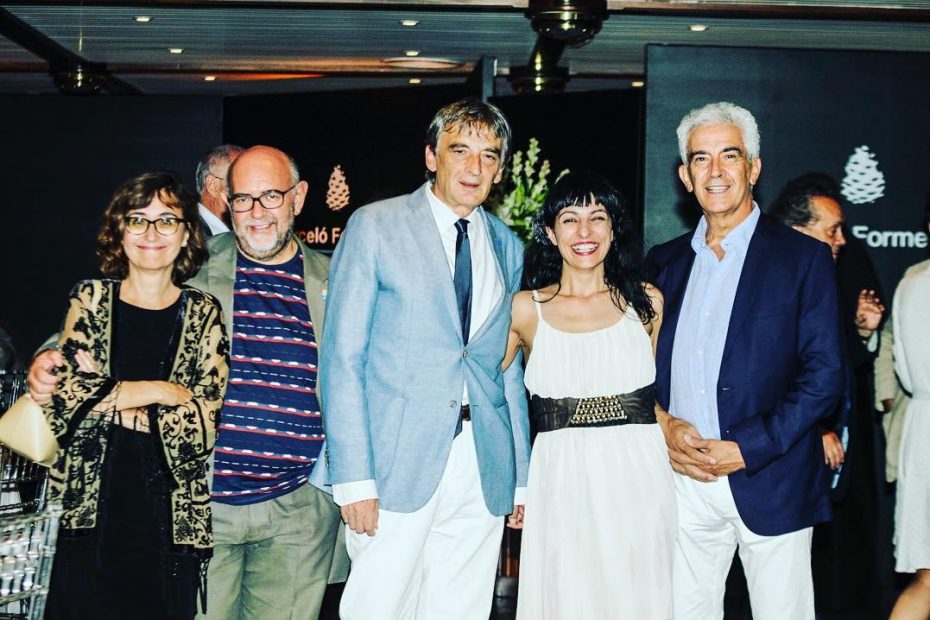 roser amills con basilio baltasar, anton castro y josep massot en les converses de formentor