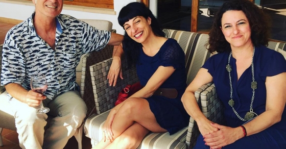 roser amills con Francesca G. Desnoyer y Álvaro Ardevol, converses de formentor 2016