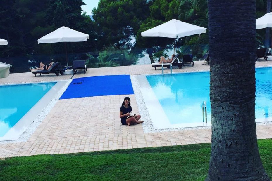 roser amills en la piscina del hotel formentor, converses de formentor 2016