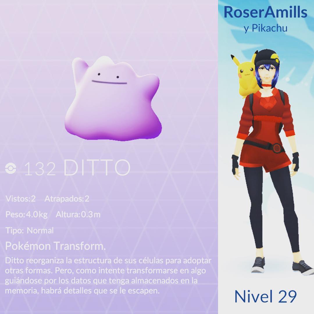 Ah, por cierto, esta tarde he encontrado la novedad de #pokemongo, se llama #ditto  