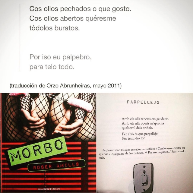 Traduccion de poemas de Morbo de Roser Amills al gallego por Orzo Abrunheiras, mayo 2011