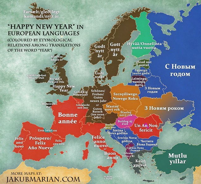 ‘Happy New Year’ in European languages #happynewyear #felizañonuevo #bonneannee ;))