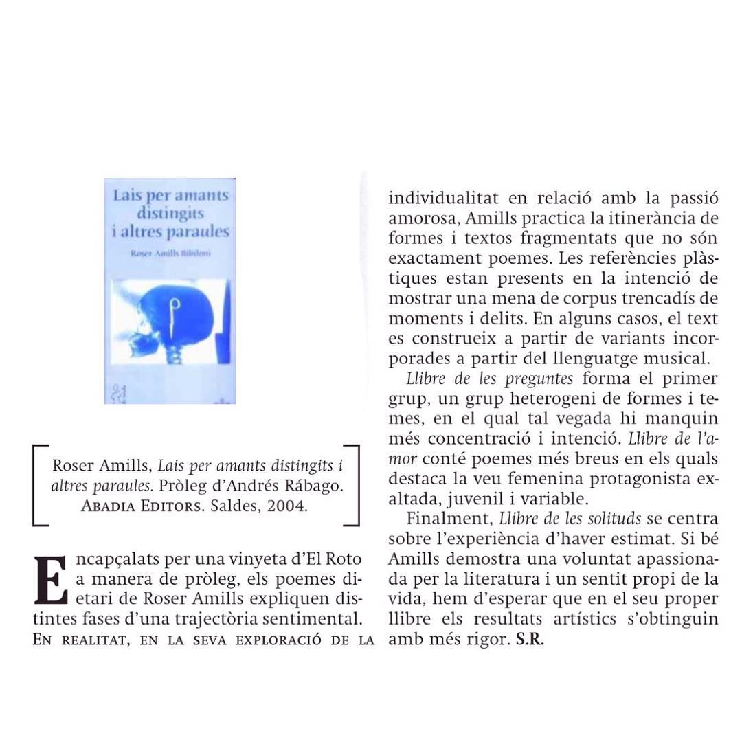 ressenya del poemari lais per amants distingits de roser amills