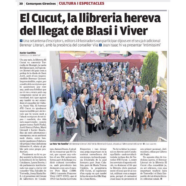 Roser Amills foto de grup berenar d'escriptors a El Cucut Llibre de Torroella Sant Jordi 2017