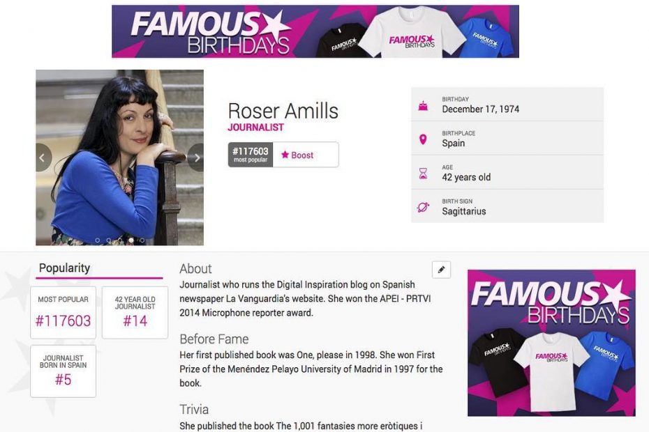 Roser Amills en Famous Birthdays
