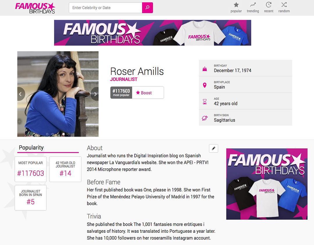 Roser Amills en Famous Birthdays