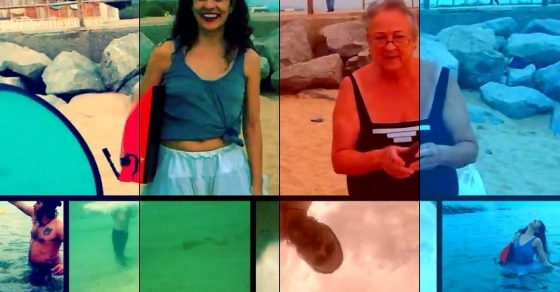 performance de roser amills sobre su novela sobre asja lacis y maquina de escribir, con documentalidades