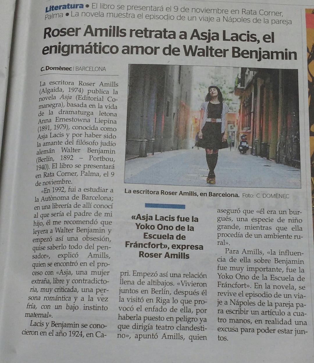 roser amills entrevista de carles domenec para Ultima Hora 2017