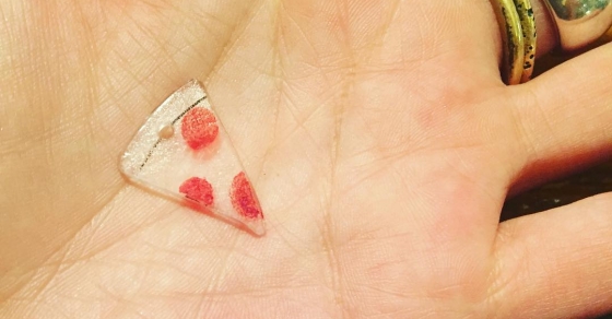 Mi hijo me acaba de regalar una preciosa porcion de pizza #peperoni :))