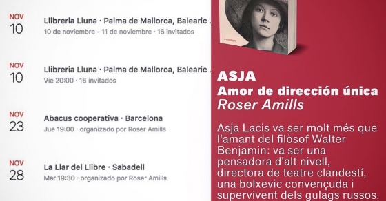 presentaciones de la novela de roser amills sobre asja lacis