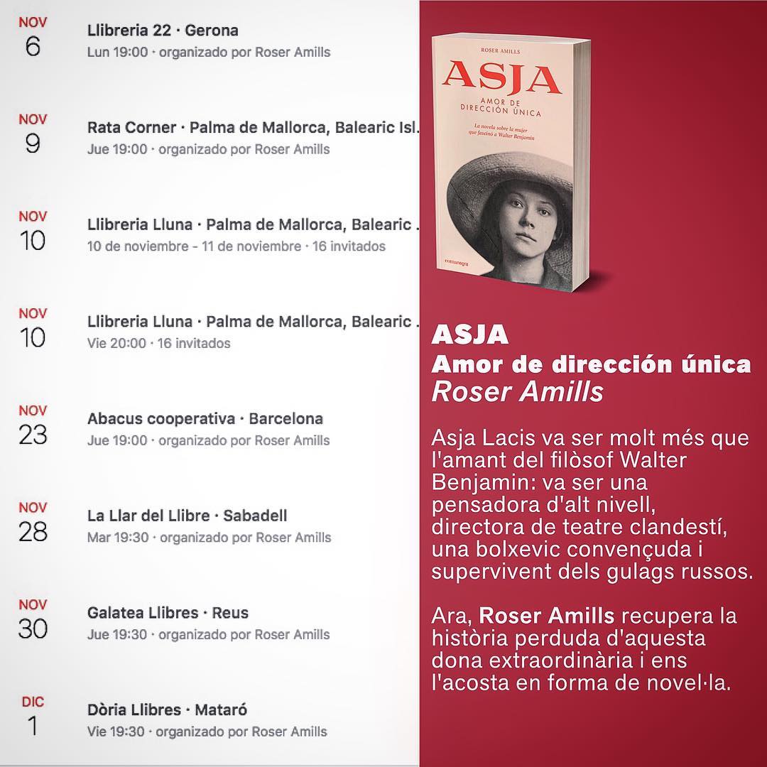 Vaig a dormir amb un bon grapat de cites amb tots vosaltres, trieu dia i lloc i us presento l’Asja Lacis .