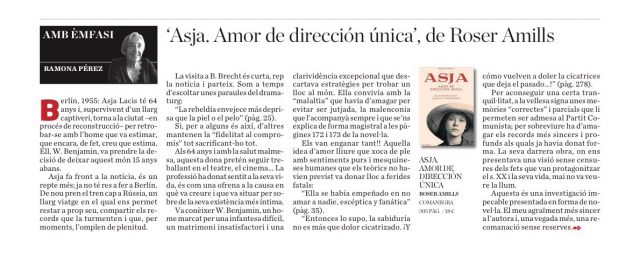 reseña de ramona perez de la novela sobre asja lacis de roser amills