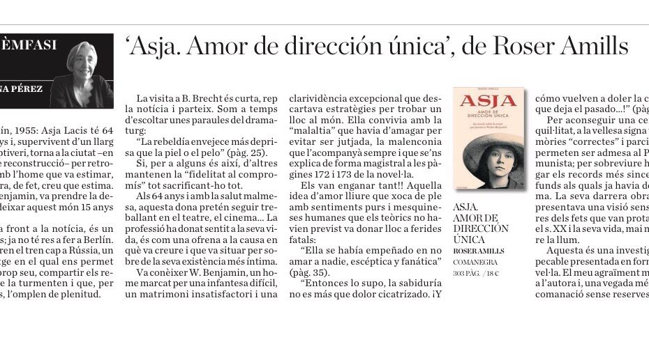 reseña de ramona perez de la novela sobre asja lacis de roser amills