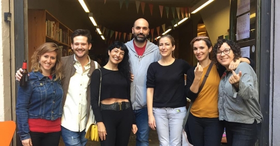 roser amills en la libreria La calders con Isabel Sucunza y sebastia Portell