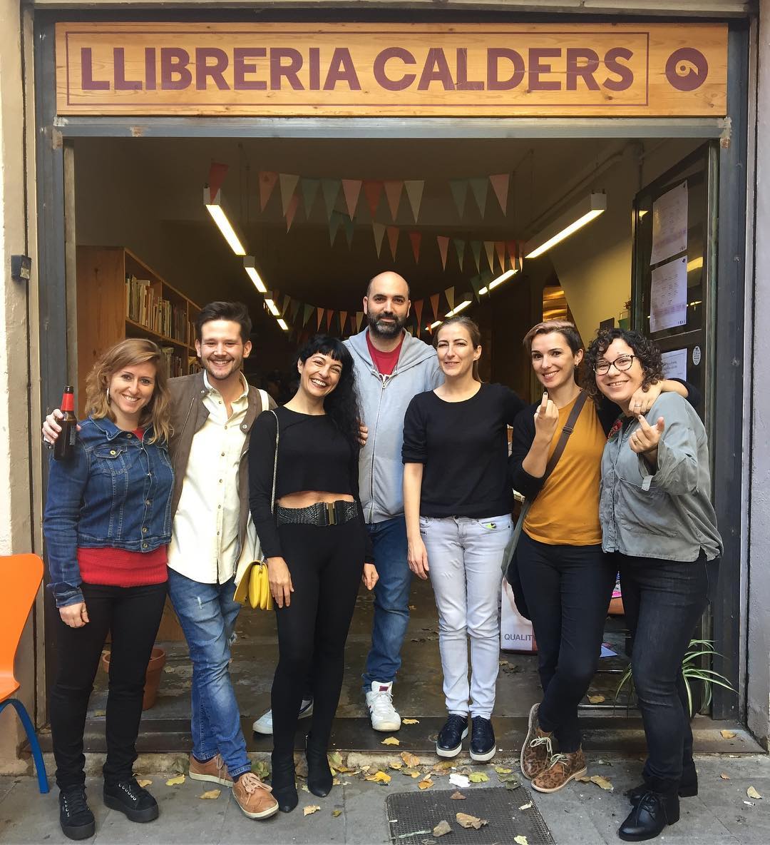 roser amills en la libreria La calders con Isabel Sucunza y sebastia Portell