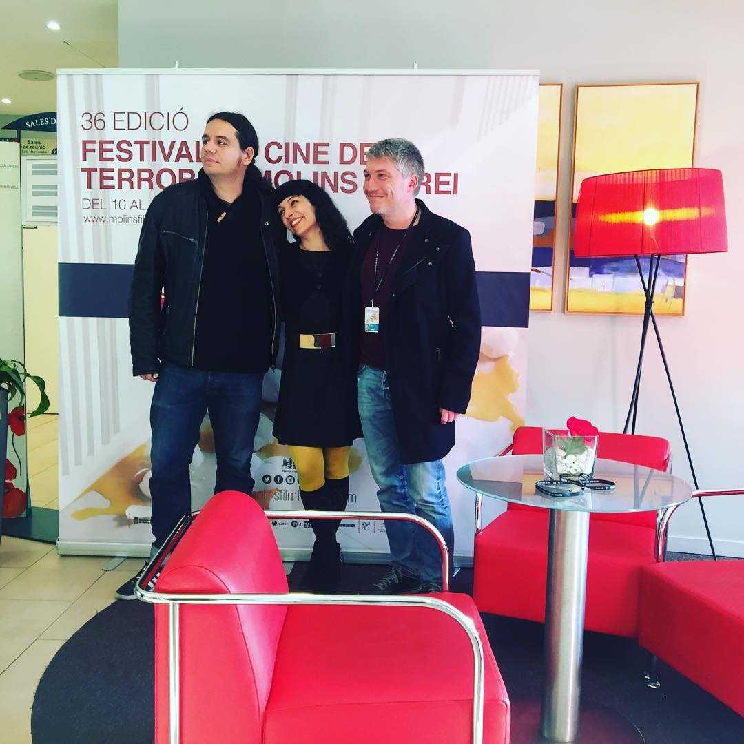 Jurado del Festival de Cinema de Terror de Molins de Rei 2017 casi completo: Pep Prieto, @agudoguionista y servidora (@arnofrisch duerme siesta)