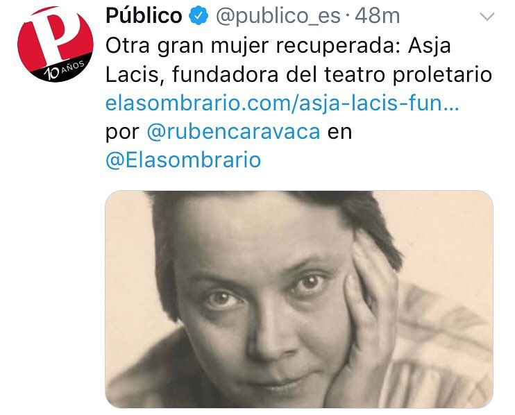 Hoy, esta gran mujer recuperada en @publico_es : #AsjaLacis por @rubencaravaca en @Elasombrario