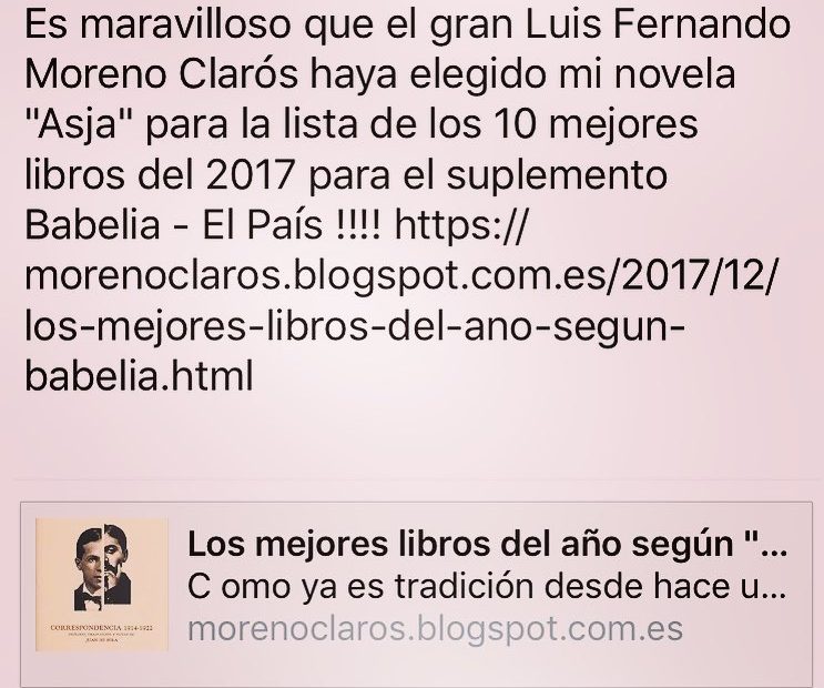 Luis Fernando Moreno Claros elige la novela sobre asja lacis de roser amills en la lista de babelia de los mejores 10 libros del año