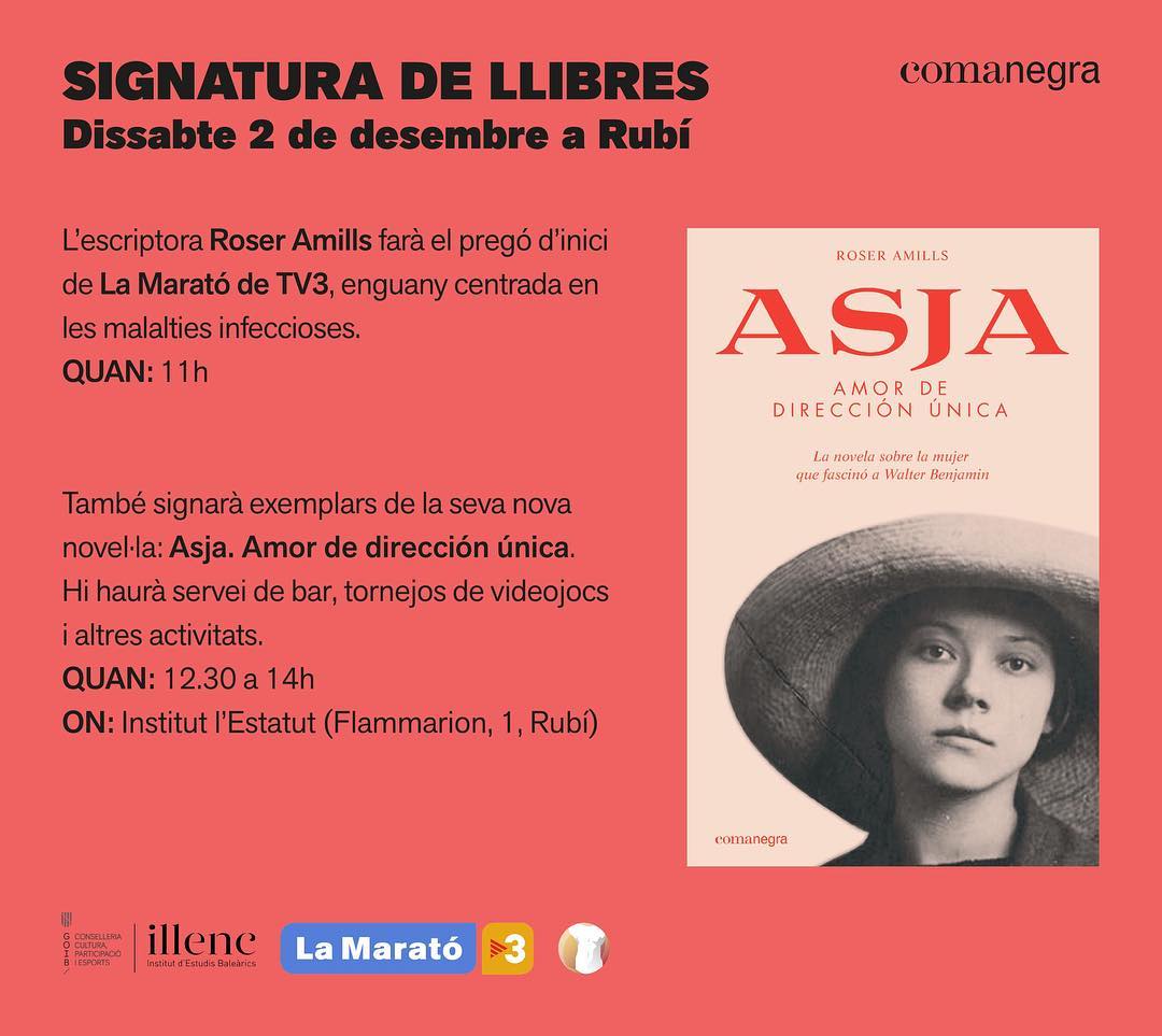 presentacio d'Asja, la novel.la de roser amills, a l'ins l'estatut de rubi per La Marato TV3