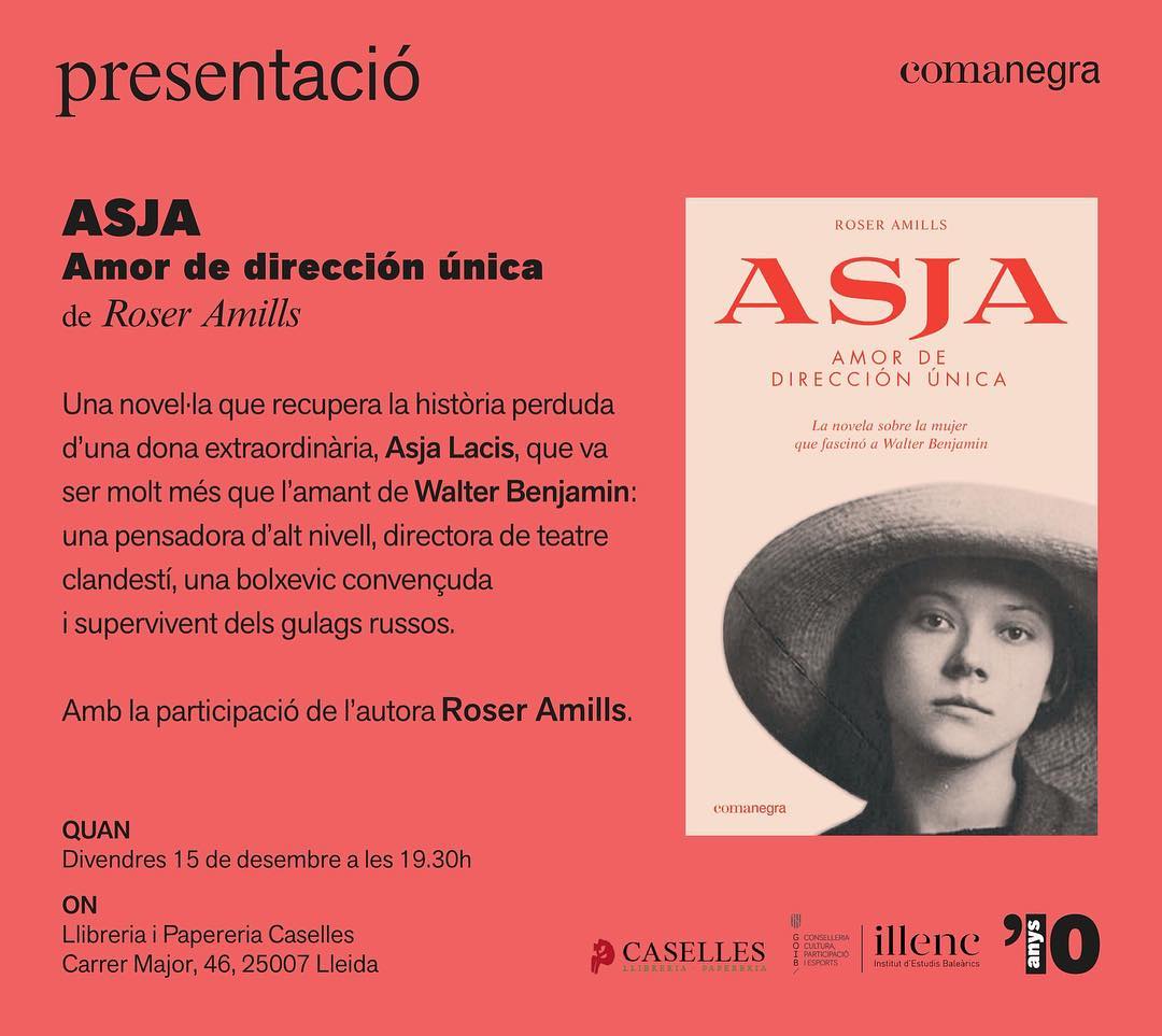 presentacio de la novela sobre asja lacis de roser amills a la llibreria caselles de Lleida