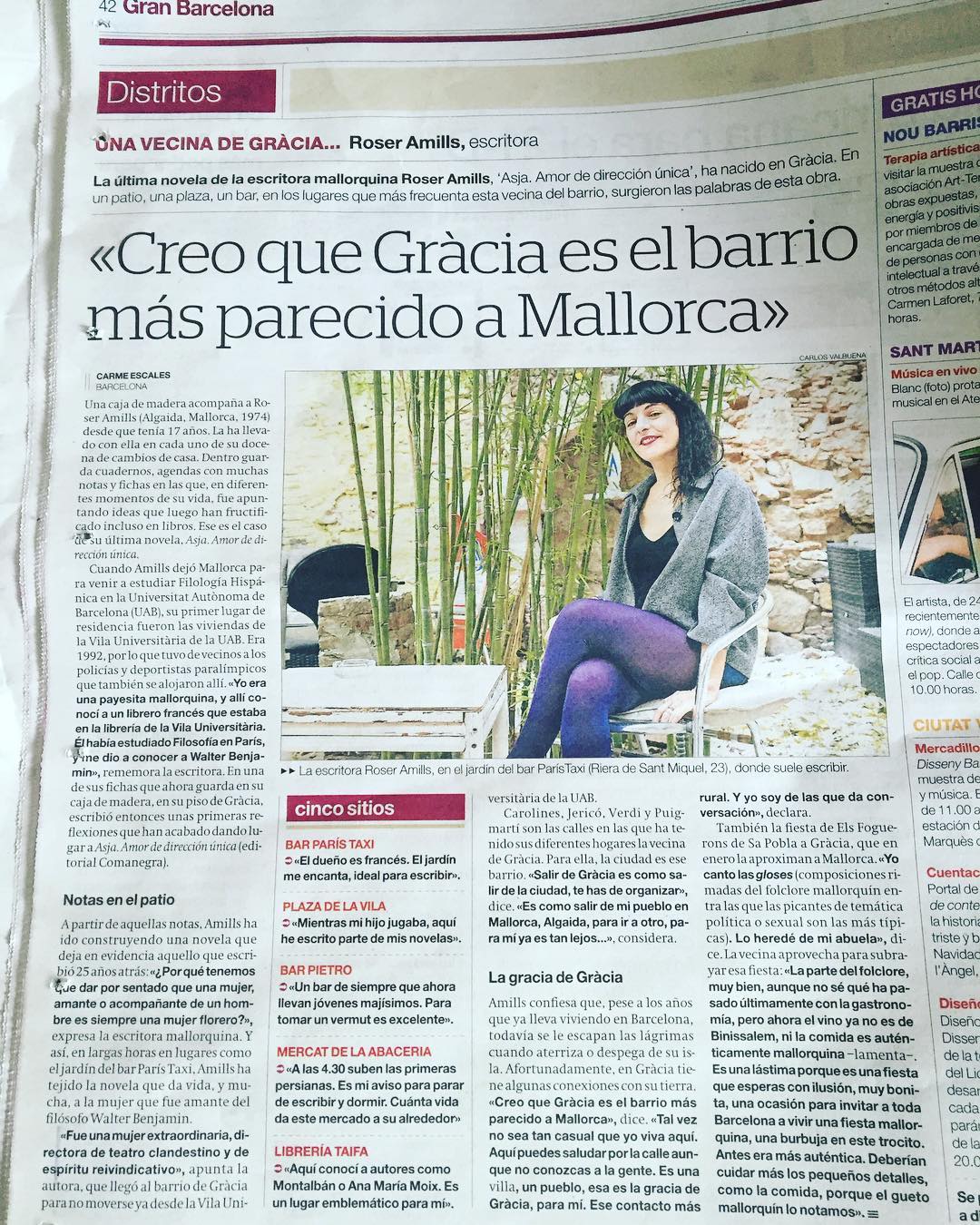 roser amills entrevistada en el periodico por carme escales
