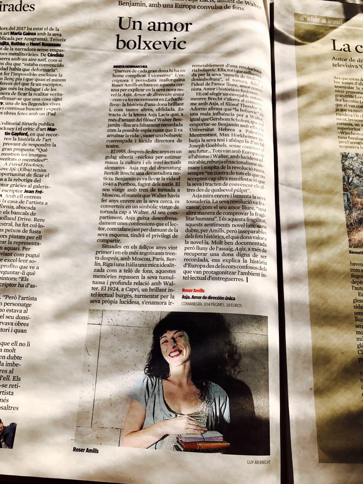 Articulo de Marta Hormaechea sobre la novela asja de roser amills en el culturas de la vanguardia