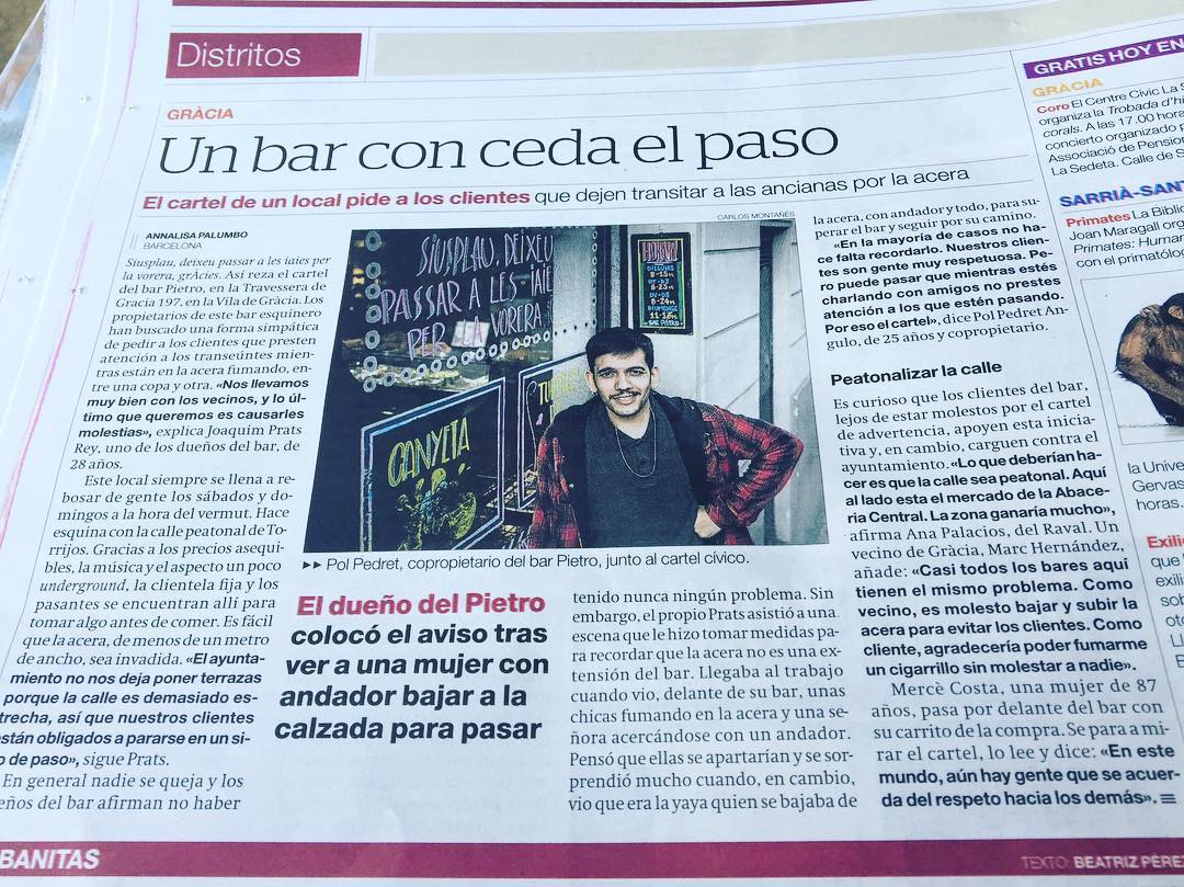 Bar Pietro de Gràcia a El Periódico