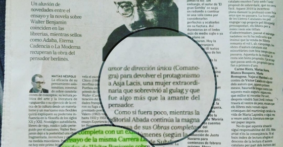 Matias Nespolo escribe sobre Asja Lacis, la novela de Roser Amills