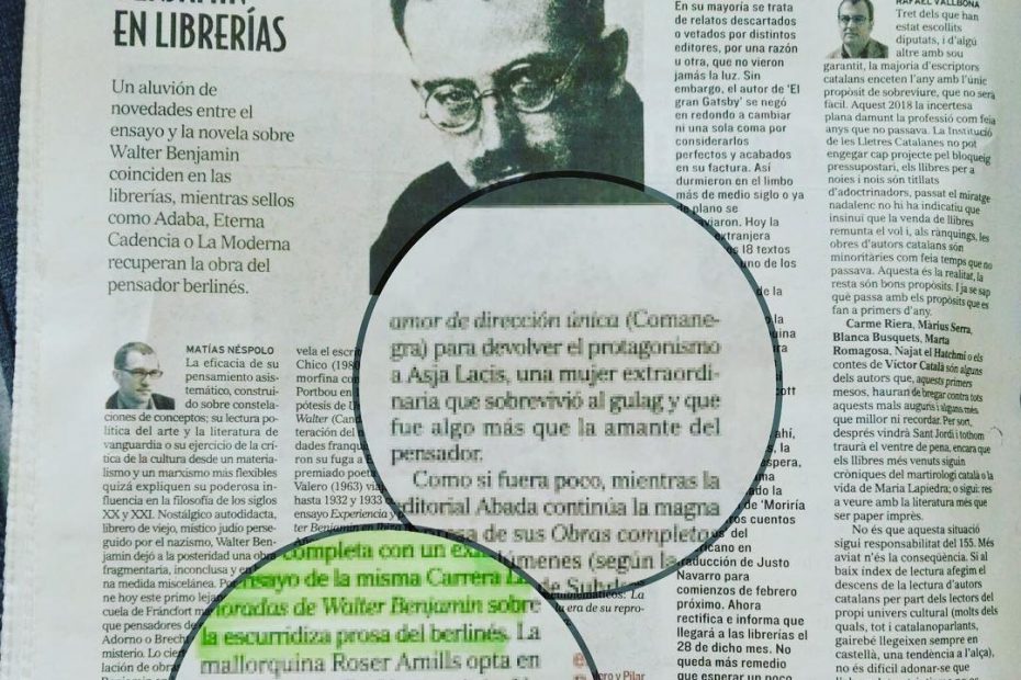 Matias Nespolo escribe sobre Asja Lacis, la novela de Roser Amills