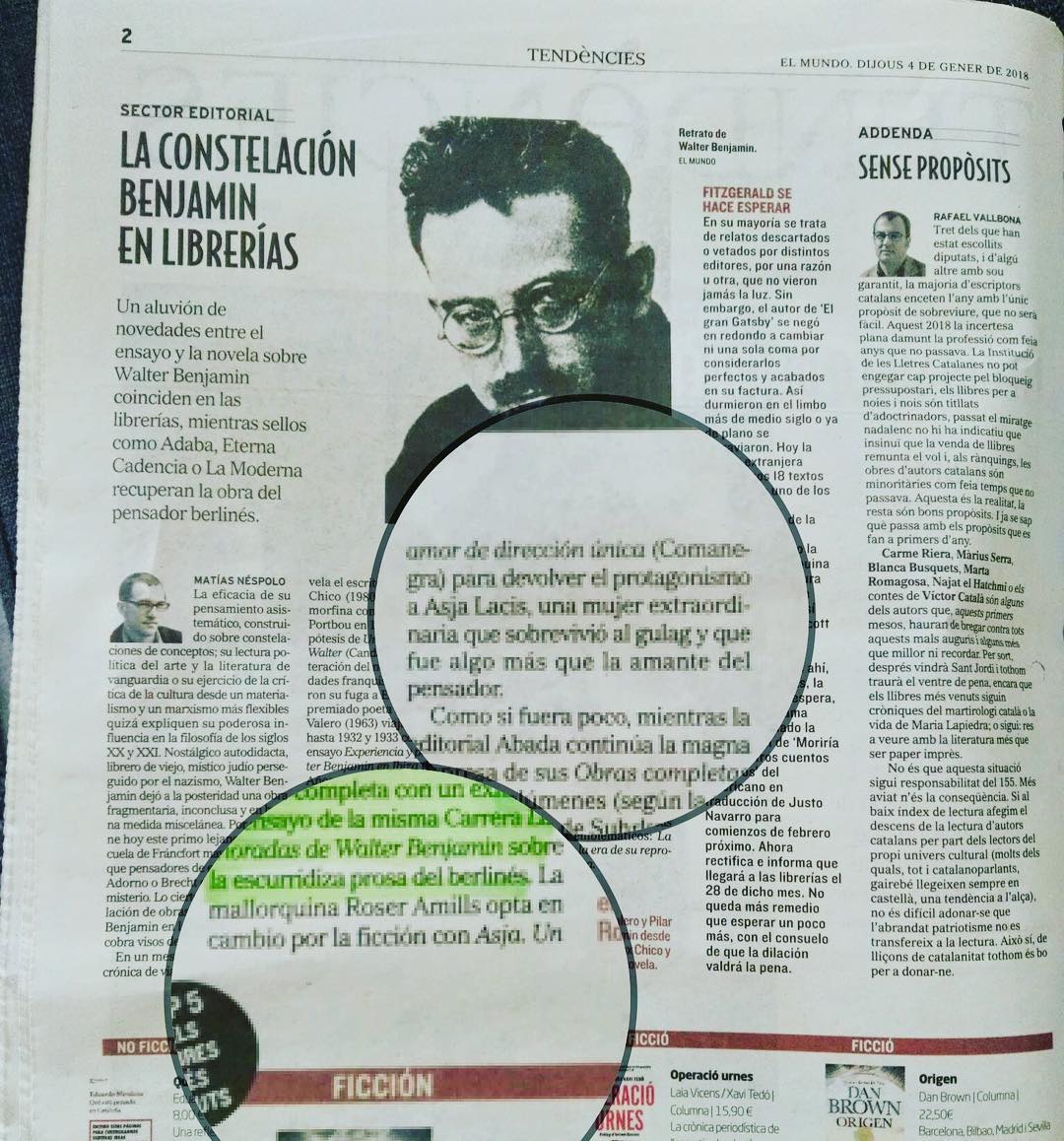 Matias Néspolo escribe sobre Asja Lacis, la novela de Roser Amills