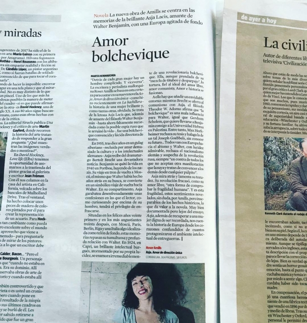 novela asja de roser amills: marta hormaechea escribe una reseña en el suplemento Culturas de la vanguardia