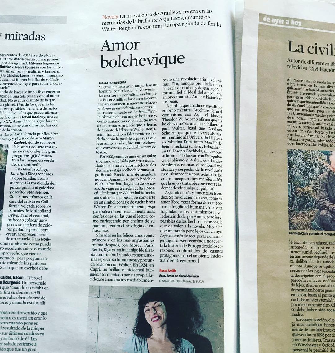 novela asja de roser amills: marta hormaechea escribe una reseña en el suplemento Culturas de la vanguardia