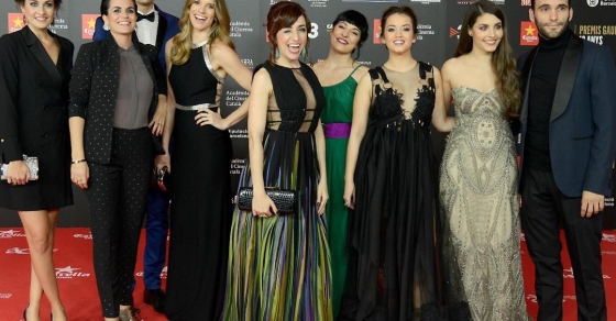 Roser Amills con Anna Bertran, Aida Flix, miriam tortosa y agnes busquets tarrasa premis Gaudi