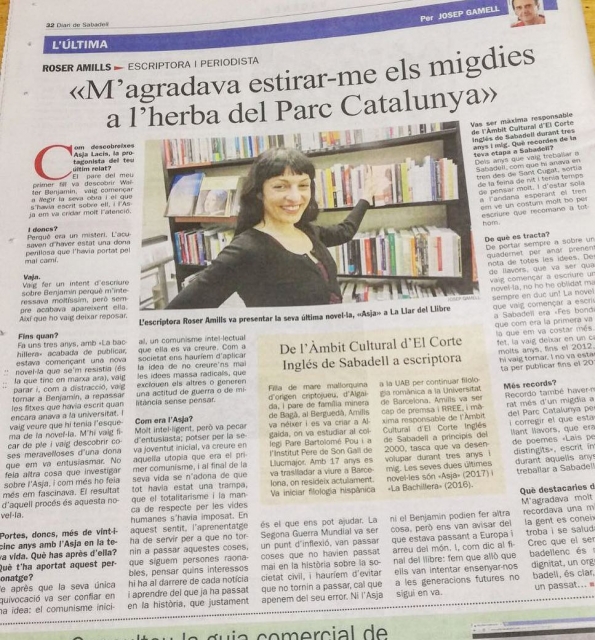 roser amills entrevistada per josep gamell al Diari de Sabadell