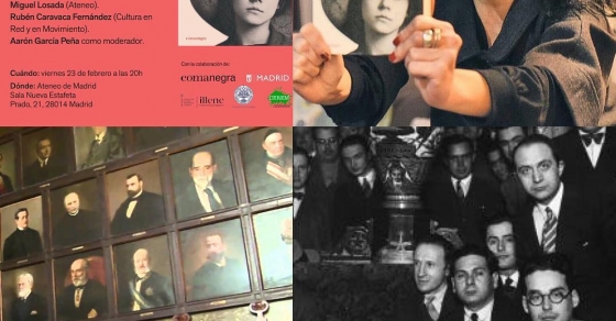 Ateneo de madrid, conferencia «Vida y obra de ASJA LACIS», a cargo de Roser Amills. Presentan: Miguel Losada y Rubén Caravaca. Preside Aarón García Peña. Sala Nueva Estafeta