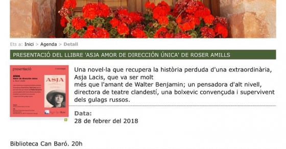 presentacion de roser amills en corbera del llobregat a la Biblioteca Can Baró i ajuntament de corbera