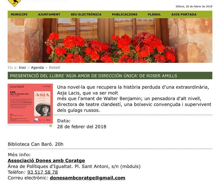 presentacion de roser amills en corbera del llobregat a la Biblioteca Can Baro i ajuntament de corbera