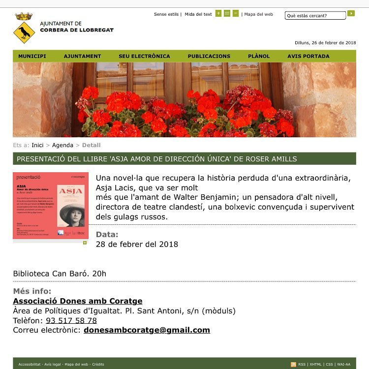 presentacion de roser amills en corbera del llobregat a la Biblioteca Can Baró i ajuntament de corbera