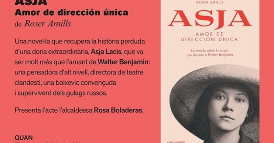 Roser Amills en corbera del llobregat, presentacion de la novela sobre Asja Lacis en la biblioteca Municipal Can Baro, presenta rosa boladeras periodista i alcaldesa