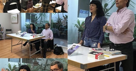 Diu Sergi Olivé: Moltes gràcies Roser Amills per la presentació de la novela sobre Asja Lacis 3 Roser Amills en la librería Jaimes durante un encuentro sobre Asja Lacis y Walter Benjamin