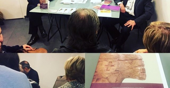 Josep Amengual, na Josefina Salord, en Francesc Rotger i en Manel Forcano avui a la Llibreria del Call