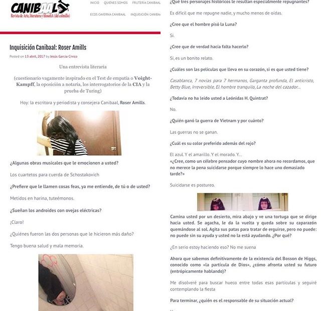 La revista valenciana Canibaal entrevista a Roser Amills