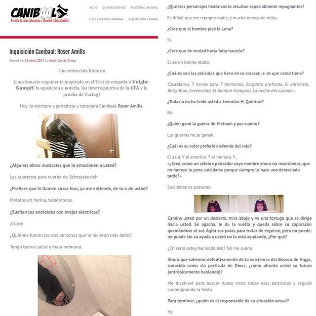 La revista valenciana Canibaal entrevista a Roser Amills