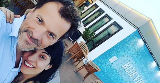 Roser Amills y David en la terraza del Hotel Casa Fuster, fotografia de Cesar Royo Gascon