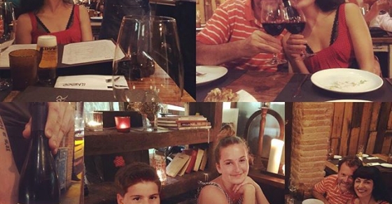 Roser Amills y david gau en el Llamber con sus respectivos hijos: Marcel y Joan, y Helena