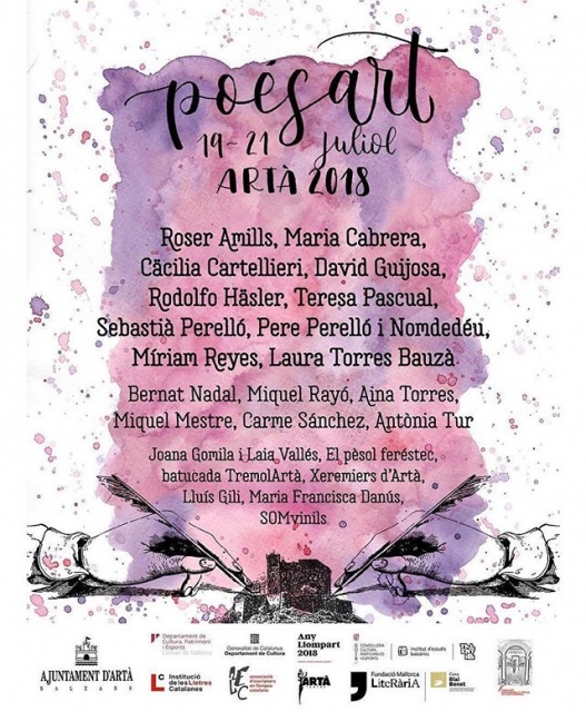 Del 19 al 21 de juliol serem a #poesart a Artà!!! - Roser Amills, escritora mallorquina