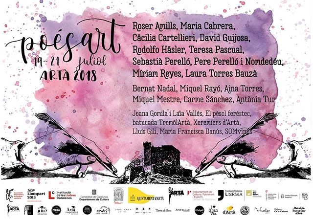 Del 19 al 21 de juliol serem a #poesart a Artà!!! - Roser Amills, escritora mallorquina