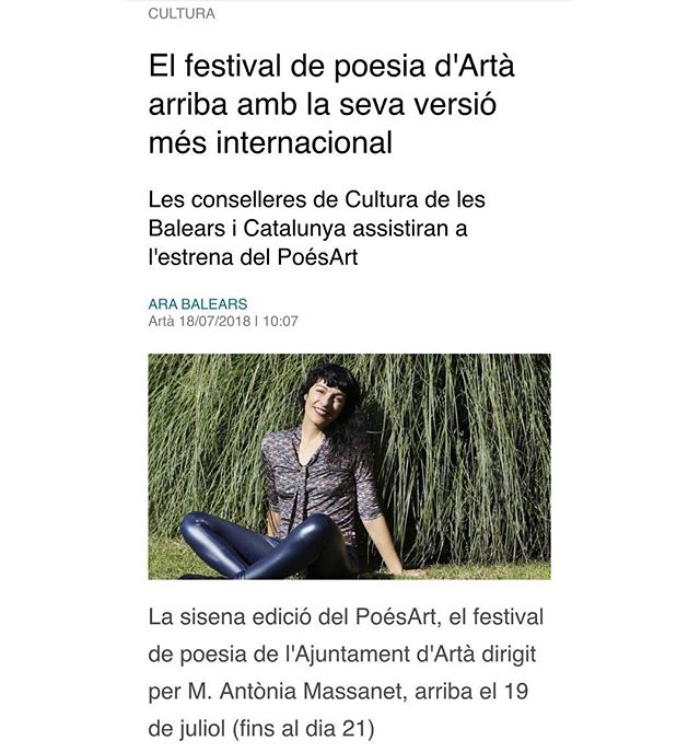 Aquest cap de setmana practicarem a Mallorca el saludable poder de la poesia compartida. Vindreu? @festival_poesart #poesart #poesia #artà